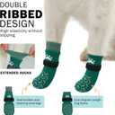 2 x SCENEREAL Dog Socks to Prevent Licking Paws for Hot/Cold Pavement, Anti Slip High Top Dog Grip Socks for Hardwood Floors, Dog Shoes Booties&Paw Protector for Small Medium Large Senior Dog, Green L