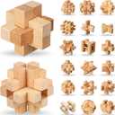 Suzile 20 Pcs Wooden Brain Teaser Puzzles Small 3D Wooden Puzzles Wood Block Puzzle Logic Box Lock Mind IQ Test Removing Assembling for Adults