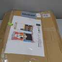 Deluxe Wooden Puppet Theater with Curtains, Blackboard and Clock, Double-Sided Play Store 3-8Y & Kid Puppet Show Theater with 2 Hand Puppets and 4 Finger Puppets for Toddlers 3+