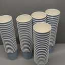Whaline 100Pcs Light Blue Disposable Coffee Cups with Lids 12oz Solid Blue Paper Cups Corrugated Ripple Wall Insulated Hot Cups for Home Office Party Supplies