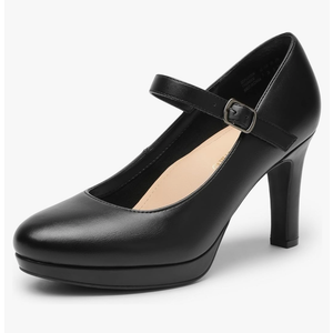 DREAM PAIRS Women's Pumps Close Toe Classic High Heels Round Toe Comfortable Low Platform Mary Jane Dress Shoes Black Size 8,5