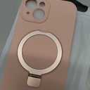 Liquid Silicone Case for iPhone 14 with Magnetic Ring Stand, Upgraded Camera Lens Protection, Mil-Grade Drop Shockproof, Anti-Scratch Microfiber Lining Silicone Case (Pink)