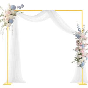 VEVOR Arch Backdrop Stand, 8 x 8 ft, Stable Structure, Easy Assembly, Square Gold Metal Arch Backdrop Stand for Wedding, Birthday Party, Graduation, Holiday Celebration, and Ceremony Decoration, 8.8ft