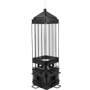 Metal Decorative Squirrel Proof Outdoor Hanging Wild Bird Seed Feeder, Hanging Bird Feeder, Black