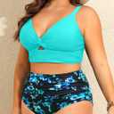 Daci Plus Size Two Piece Swimsuits - Women High Waisted Bikini Tummy Control Bathing Suits Knot Twist Swimwear 2025 20W