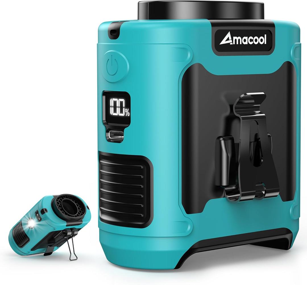 AMACOOL Portable Waist Fan Clip On, MAX 40H Work Time, 10000mAh Rechargeable Wearable Shirt Fan with Light 16000RPM Powerful 5 Speeds Belt Fans Personal Cooling Fans for Outdoor Jobsite Travel (Blue) AMACOOL Portable Waist Fan Clip On, MAX 40H Work Time, 10000mAh Rechargeable Wearable Shirt Fan with Light 16000RPM Powerful 5 Speeds Belt Fans Personal Cooling Fans for Outdoor Jobsite Travel (Blue)