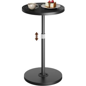 Asgolion Round Side Table, Adjustable-Height Drink Table for Small Spaces, Pedestal Martini Table, Cocktail Tables Weighted Base for Living Room, Bedroom, Bathroom, Office, Black