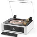 CD Player with Built-in Stereo Speakers Portable Support Bluetooth Nostalgic CD Players for Home Headphone Jack (White)