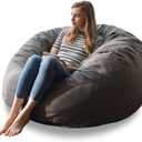 YuppieLife Big Durable Bean Bag Cover for Adults(Just Cover,No Filler) 4Ft Machine Washable Large Size Sofa Cover (Dark Grey)