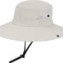 Women's Outdoor UV-Protection-Foldable Sun-Hats Mesh Wide-Brim Beach Fishing Hat with Ponytail-Hole (Beige)