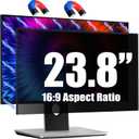 Magnetic Invisible Hidden Design Computer Privacy Screen Filter 23.8 Inch for Frameless Monitor 16:9 Aspect Ratio, Removable Anti Glare Blue Light Protector, Double Sided Reversible Eye Care Film
