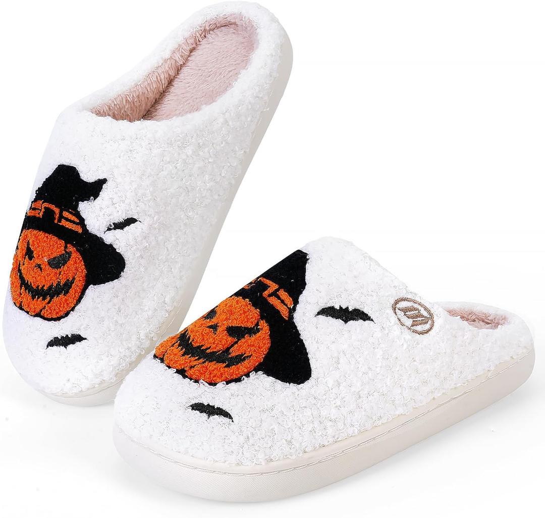 Heart Slippers for Women, Valentines Day House Slippers Christmas Slippers for Women Men, Cute Soft Plush Fluffy Heart Slippers, Fuzzy Warm House Shoes, Cozy Slip-on Memory Foam Home Slippers Gifts (White)