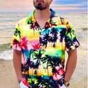 UNIQUEONE Men's Hawaiian Short Sleeve Button Down Tropical Floral Beach Vacation Shirt (XXL)