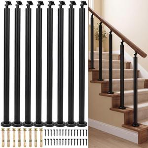 Moxweyeni 8 Pack 35.4" Stair Railing Post 270° Adjustable Stair Balusters