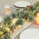 SHareconn 2 Packs 6FT Prelit Greenery Christmas Garland with Battery Operated Timer, Multi-Color Lights, Includes Pine Cones for Mantle Stairs Railing Fireplace Xmas Indoor Outdoor Decoration, 6 FT
