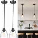 Modern Pendant Lights Kitchen Island Hanging Lights,Black,2 Pack