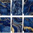 Boyiee 6 Pcs Christmas Marble Hand Towels Blue Kitchen Towels Blue and Gold Towel Modern Gifts Absorbent Soft Decorative Dish Cloths Tea Towel Set Kitchen Decor Ocean Gift for Xmas Farmhouse Bathroom