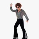 Morph Mens Disco Costume 70s Outfit Full Disco Shirt Retro Party Wear 70s Style Clothing for Men XXL
