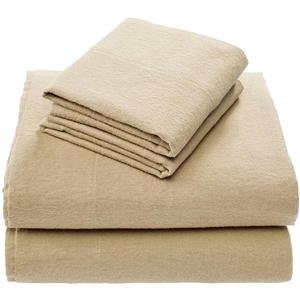 Comfort Spaces Cotton Flannel Sheets Queen Size, Ultra Soft Flannel Sheet Set with 14" Elastic Pocket Fits up to 16" Mattress, Breathable Warm Flannel Bedding, Tan Solid 4 Piece