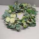 22" Eucalyptus Wreath, Year Round Wreaths for Front Door, Spring Summer Wreath with Green Faux Eucalyptus, All Seasons Evergreen Decor for Inside Farmhouse Festival Celebration Party