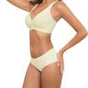 Deep V Bras for Women No Underwire Wireless Push Up Bra Seamless Plunge Bralette Comfort Supportive Full Coverage (Yellow, XXXL)