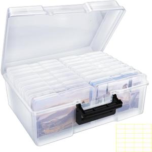 Photo Storage Box 5" x 7", Extra Large Photo Organizer Storage Container with 18 Inner Case, Seed Organizer Craft Storage Box Pictures, Arts, Crafts, Sewing, Stickers, Seeds, Office Supplies (Clear)