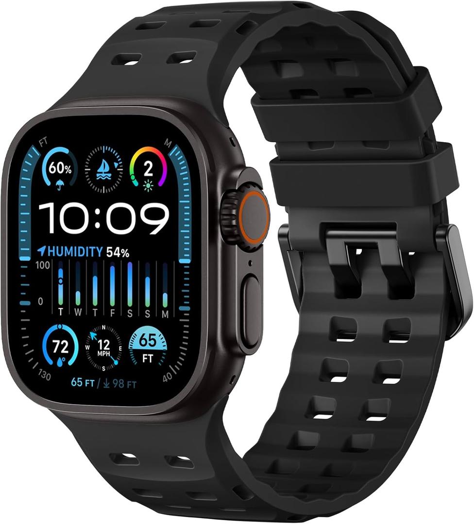 Adorve Compatible with Apple Watch Ultra 3/2/1 Band 49mm for Men - Ocean Sport Strap Rugged Waterproof Silicone Replacement Bands for iWatch Series 11 10 9 8 7 6 5 4 3 2 1 SE 46mm 45mm 44mm 42mm