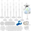 Jiesky 8 Sets 28 Inch Balloon Stand Kits, Balloon Sticks with Base For Table Floor Graduation Baby Shower Happy Birthday Engagement Fiesta Party Decorations Class