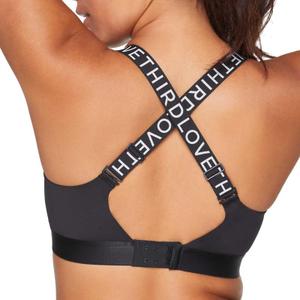 ThirdLove Kinetic Sports Bra, High Impact and Support Workout Bra with Adjustable Straps and X-Back, Women's Sport Bras (34E, Black)