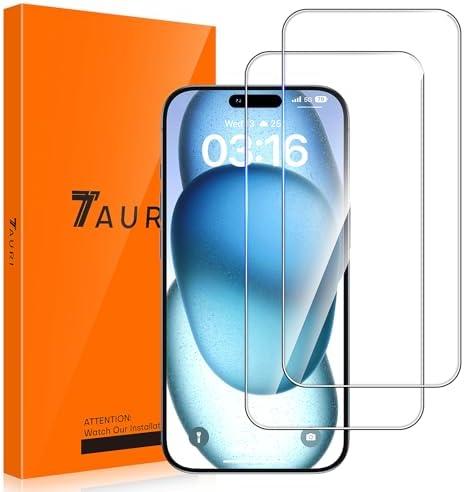 TAURI 2 Pack for iPhone 15/iPhone 15 Pro Screen Protector Tempered Glass, Sensor Protection, Dynamic Island Compatible, Case Friendly, 6.1"