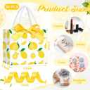 Moinchore 30 Pcs Yellow Lemon Gift Bags Bulk 5.5 x 4.7 x 2.5 in Mini Summer Fruit Favor Bags with Handles Bow Ribbon Wrap for Lemon Birthday Bridal Shower Wedding Party Supplies Family Holiday Travel
