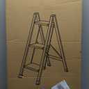 GameGem 3 Step Ladder, Aluminum Folding Step Stool with Anti-Slip Sturdy and Wide Pedal, Lightweight Portable Stepladder for Home and Kitchen Use Space Saving, 330 lbs, Black Woodgrain