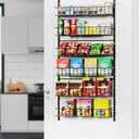 ElegantArray 6-Tier Pantry Door Oragnizer, Over The Door Pantry Organizer Rack and Storage, Hanging Spice Rack Shelves Door, Home Office Laundry Room Bathroom & Kitchen Organization Essentials Metal