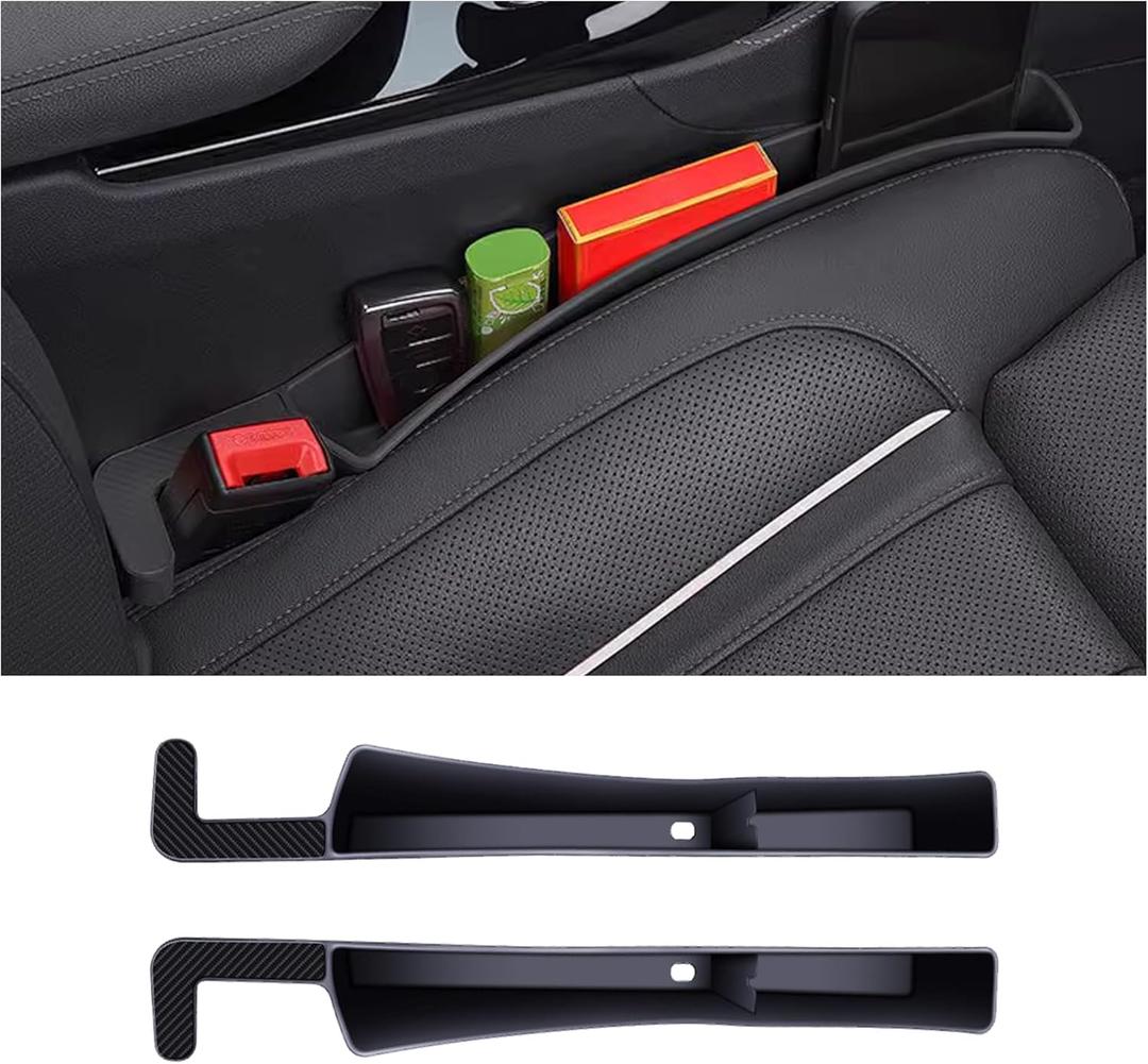 2PCS Car Seat Gap Filler, Automotive Seat Organizer Fill The Gap Between Seat and Console, Universal Car Storage Box Inserts Fill The Gap Between Seat &Console for Coins Wallets Keys (Black)