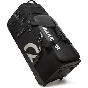 TRAILKICKER Extra Large Hockey Bag with Wheels, Durable Rolling Sports Equipment Duffle with Multiple Pockets, Ideal for Ice Hockey and Sports Gear, Black 35.83"L x 15.8"W x 15.8"H