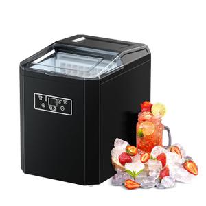 Ice Cube Maker, Counter Top Ice Maker with 2 Ways to Add Water, 33LBS/24H Ice Machine with Transparent Lid Perfect for Home, Office, Kitchen, RV, Basement Bars (1.5L Tank Capacity/33LBS-24H, Black)