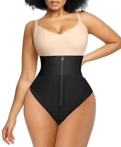 SHAPELLX Body Shaper Thong Shapewear for Women Tummy Control High Waisted Shaping Panties Higher Power Panties Thong (Black, XX-Large) XXL
