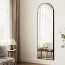 Arched Full Length Mirror, 56"x15" Standing Body Mirror for Wall, Black