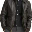 Crafter Men's Classic A2 Aviator WWII Flying Tiger Leather Jacket - Pilot Bomber Leather Jacket With Shirt Collar For Men (Brown, XL)