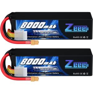 Zeee 6S Lipo Battery 8000mAh 22.2V 120C Soft Pack RC Battery XT60 Connector for RC Car Truck Desert Racer RC Drone RC Tank Racing Hobby Models(2 Pack)