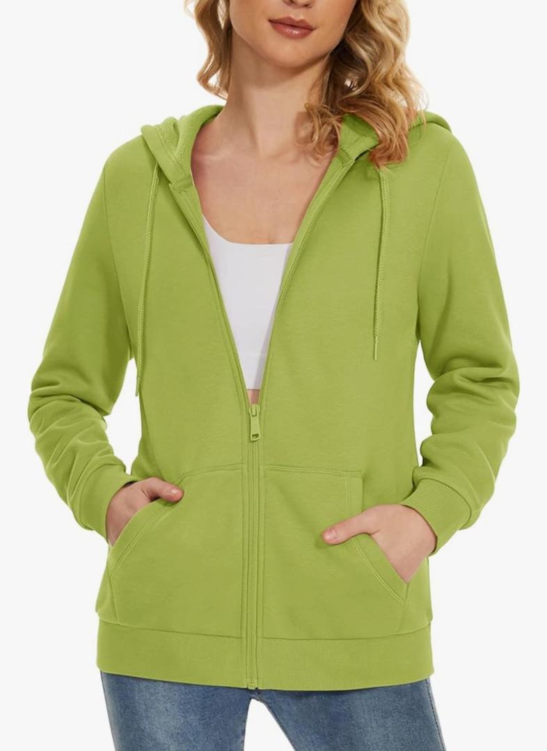 MAGCOMSEN Women's Fleece Lined Zip Up Hoodies Casual Hooded Jacket Workout Full Zip Sweatshirts Pocket Coats, 2XL