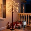 4.9 FT Christmas Outdoor Artificial Tree with Fairy Lights - 216 LED Pre Lit Christmas Decoration Tree Lights with Timer,Includes14 LED Flashing Bulb,for Holiday Displays (Warm White)