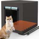 Heated Cat House for Outside, Insulated Outdoor Cat House Weatherproof Winter Large Feral Cat Shelter for Stray Cats, Brown