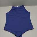 REORIA Butsmooth Womens Basic Sexy Sleeveless Racer Back Halter Neck Bodysuit Tank Tops (Deep Blue, Size L)
