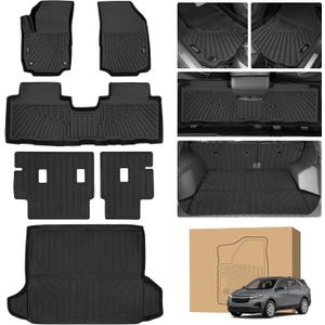 Peleus Floor Mats for Chevy Equinox/GMC Terrain 2018-2024,TPE All Weather Protection 2 Rows Car Floor Liners with Cargo Liner Backrest Mat for Chevy Equinox Trunk Mat+Backrest Mats+Floor Mats(6PCS)
