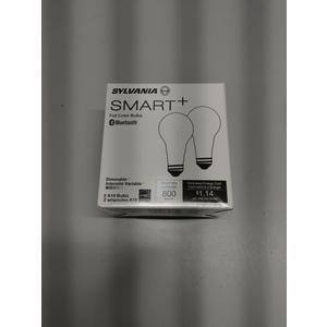 Sylvania Smart+ Bluetooth Mesh 60W Equivalent A19 LED Light Bulb, Full Color and Dimmable White, Compatible with Alexa, 2 Pack