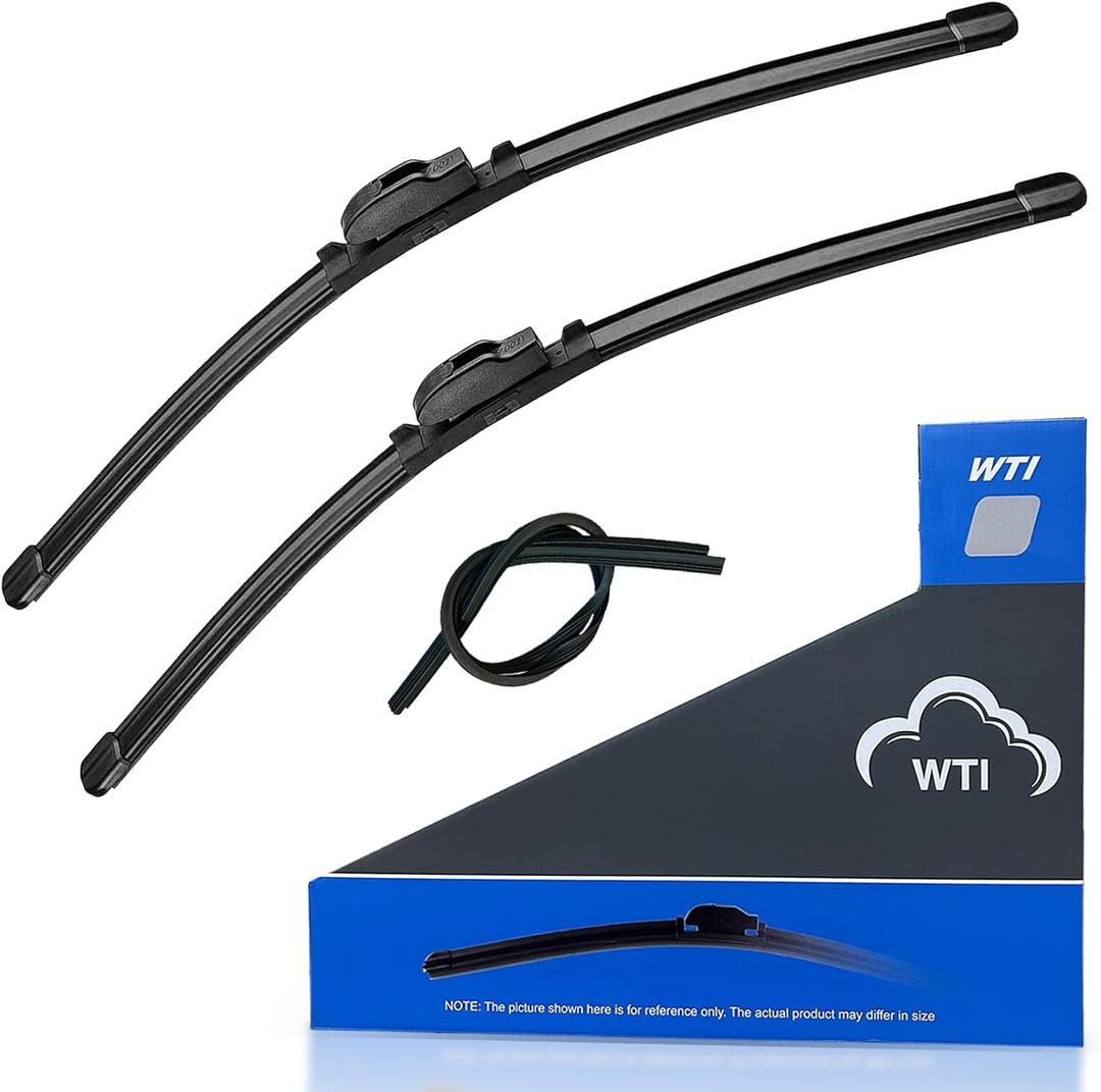 WTI 26 & 18 Inch Pack of 2 Front Automotive Replacement Windshield Wiper Blades with 2 Extra Rubber Replacement Blades Refill,  (26" + 18")