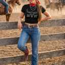 Cowgirl Outfits for Women Crop Tops for Teen Girl Y2k Clothes (Black, M)