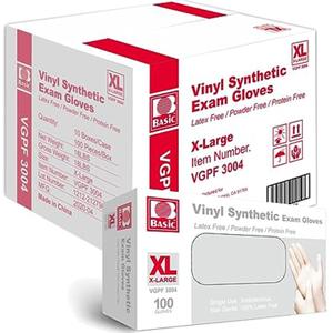 Jointown Basic Medical Clear Vinyl Exam Gloves - Latex-Free & Powder-Free - VGPF-3004 (Case of 1,000), Xtra Large