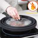 Microwave Splatter Cover Glass Cover Splatter Guard Lid with Collapsible Silicone for Food Cover Plate Cover 10.8 inch 2 Pack Black